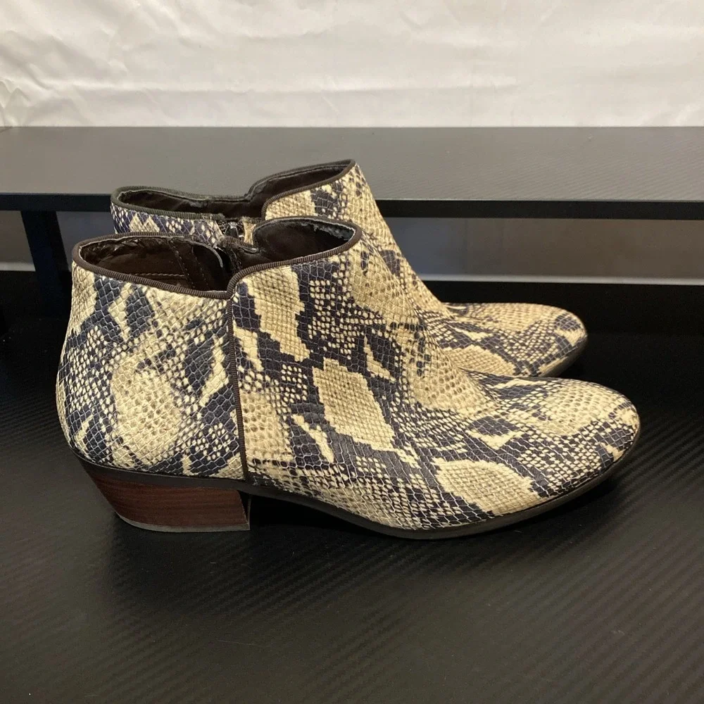 Sam Edelman Winona Snake‎ Print Leather Ankle Boots Booties Women's 10.5